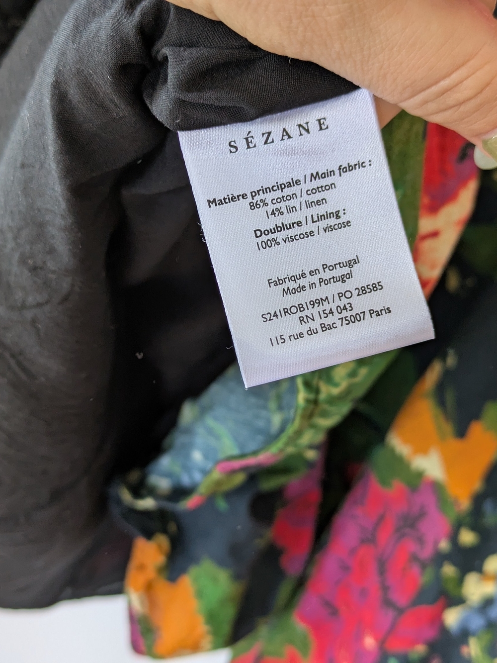 Sezane Salie Floral Babydoll Sundress - Black with Multicolor Flowers - Picture 6 of 6